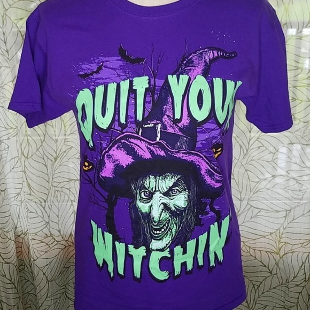 Halloween shirt women medium quit witchin Bin16 - Picture 3 of 7